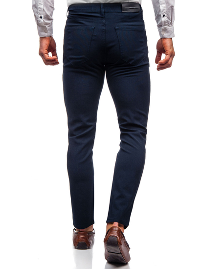 Pantalon en tissu chino pour homme bleu foncé Bolf 0004