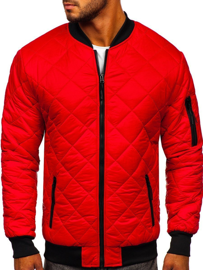 Blouson bomber de transition matelassé pour homme rouge Bolf MY-01A