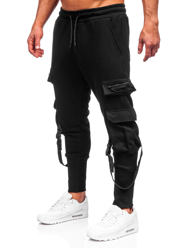 Pantalon jogger cargo pour homme noir Bolf 6582