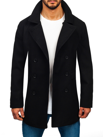 Homme Manteau d'hiver croisé courte Noir Bolf 11Z8215A2