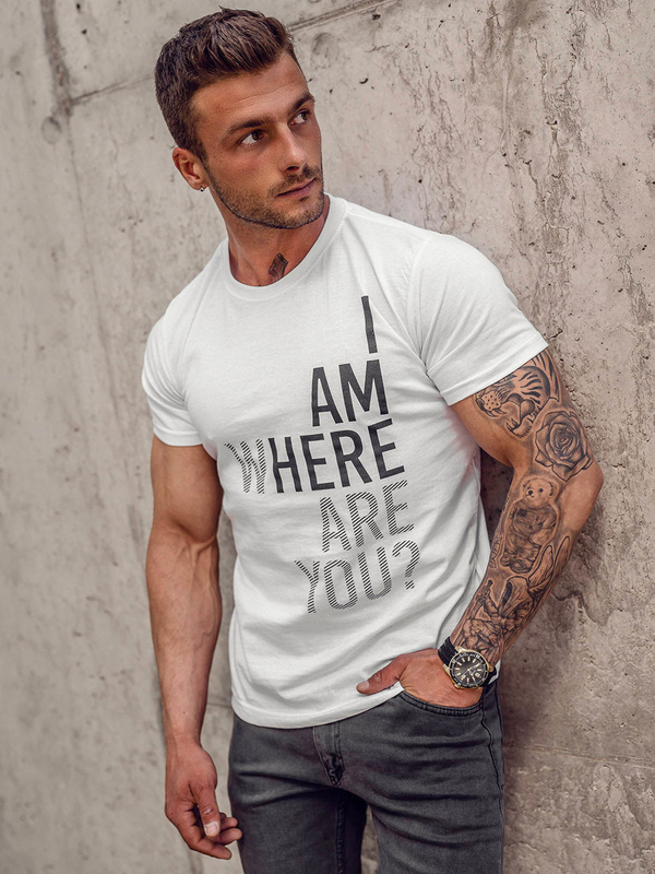 Tee-shirt en coton imprimé pour homme blanc Bolf 0404TA