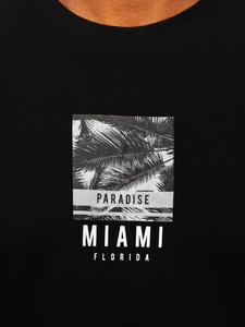 Homme T-shirt imprimé en coton Noir Bolf MPO3500