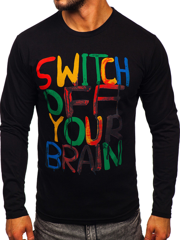 Longsleeve pour homme avec imprimé noir Bolf 1214