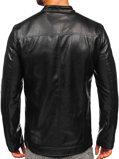 Le blouson biker en cuir pour homme noir Bolf 11Z8019