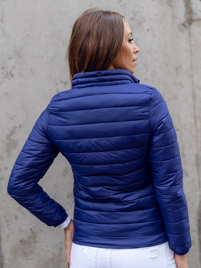 Blouson de transition à col montant matelassé pour femme bleu foncé Bolf 1141A