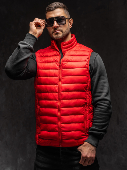 Gilet pour homme matelassé sans capuche rouge Bolf LY32