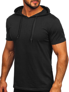 Tee-shirt sans imprimé à capuche pour homme noir Bolf 8T89