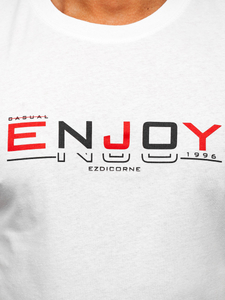 Tee-shirt en coton imprimé pour homme blanc Bolf 14773