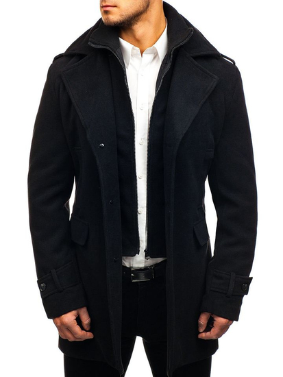 Manteau d'hiver pour homme noir Bolf 1808