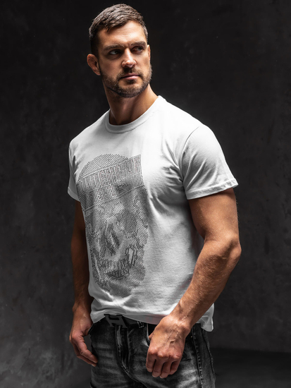 Le tee-shirt à appliqué paillettes pour homme blanc Bolf KS2108