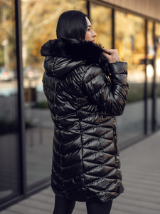 Femme Blouson d'hiver matelassée à capuche Noir Bolf 5M3139A