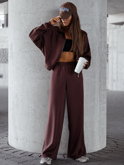 Ensemble sweat-shirt zippé deux pièces femme chocolat Bolf 821109