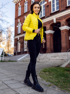 Blouson de transition à col montant matelassé pour femme jaune Bolf 1141A