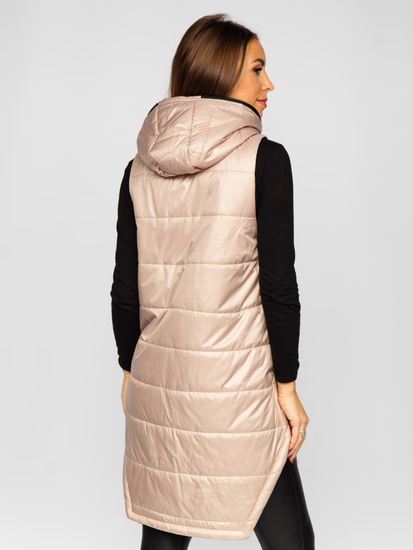 Gilet long matelassé pour femme beige Bolf B0122