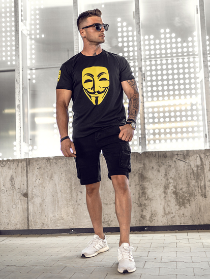 Short cargo avec ceinture pour homme noir Bolf MP0109NA