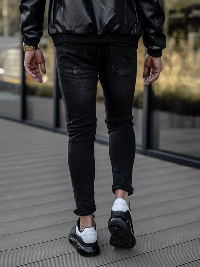 Pantalon en jean regular fit pour homme noir Bolf TF098