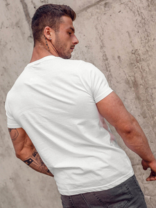 Tee-shirt en coton imprimé pour homme blanc Bolf 0404TA