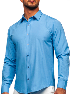Chemise élégante bleu clair à manches longues pour homme Bolf 1703