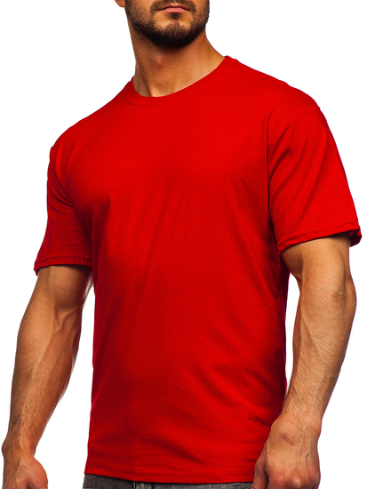 T-shirt homme en coton rouge sans imprimé Bolf 192397