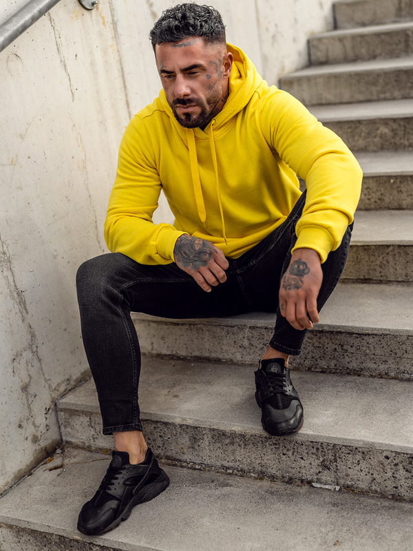 Sweat-shirt kangourou à capuche pour homme jaune Bolf 2009A