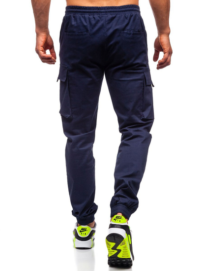 Bleu foncé pantalon jogger cargo pour homme Bolf 701  
