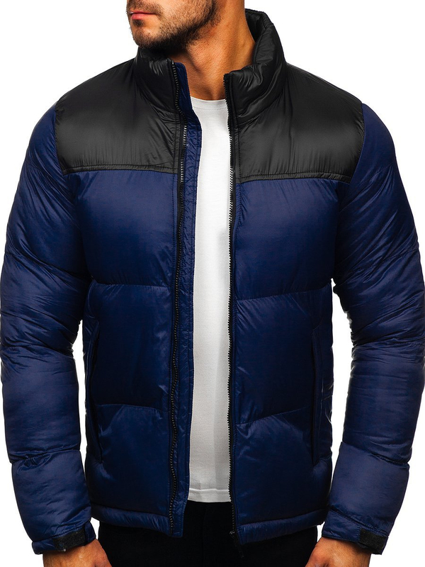 Blouson d'hiver matelassé pour homme bleu foncé Bolf 1186