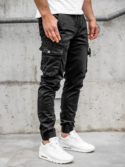 Pantalon jogger cargo pour homme noir Bolf CT6702     