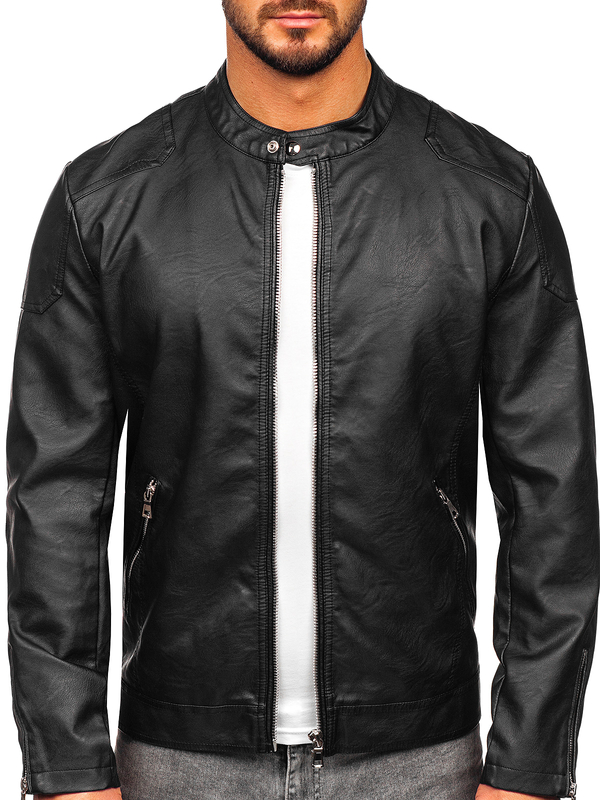 Le blouson en cuir pour homme noir Bolf 11Z8027