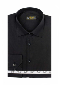 Chemise élégante noire à manches longues pour homme Bolf 1703
