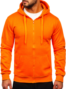 Survêtement avec un sweat-shirt à capuche zippé pour homme orange Bolf D004