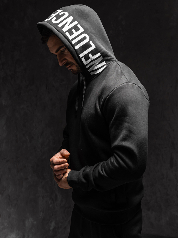 Homme Sweat-shirt imprimé à capuche Noir Bolf 147050A