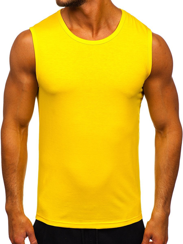 Tee-shirt tank top sans imprimé jaune Bolf 99001