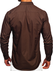 Chemise élégante marron à manches longues pour homme Bolf 1703