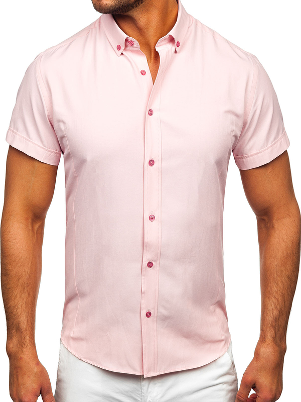 Homme Chemise élégante à manche courtes Rose Bolf 7501G