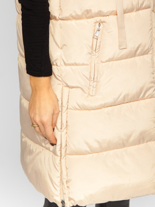 Gilet long matelassé oversize pour femme beige Bolf 81276