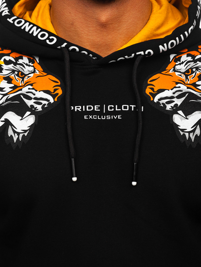 Sweat-shirt imprimé à capuche pour homme noir Bolf 6287