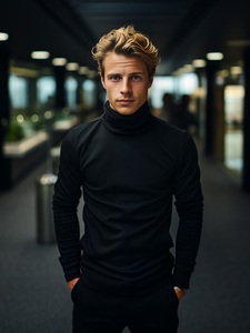 Homme Pull à col roulé basic Noir Bolf 145347A2-1