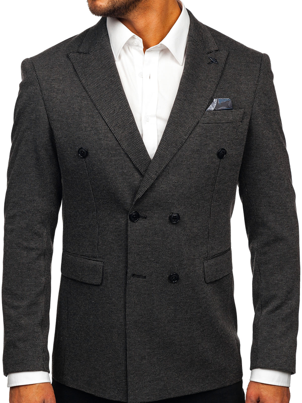 Homme Veste élégante à double boutonnage Anthracite Bolf 007