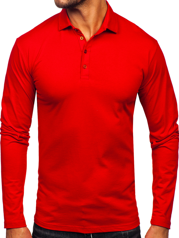 Homme Polo en coton à manches longues Rouge Bolf 5119