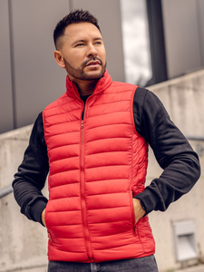 Gilet pour homme matelassé sans capuche rouge Bolf LY32