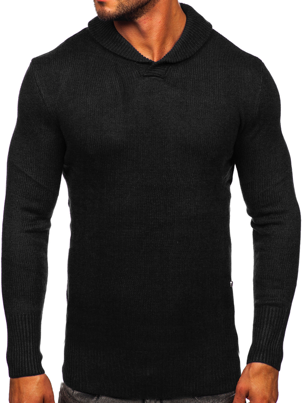 Pull à col montant pour homme noir Bolf MM6018