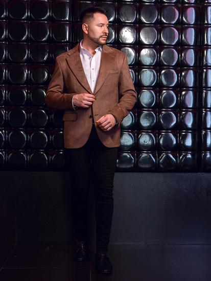 Veste de costume homme en velours marron Bolf 24410