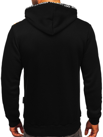 Sweat-shirt imprimé à capuche pour homme noir Bolf 6287