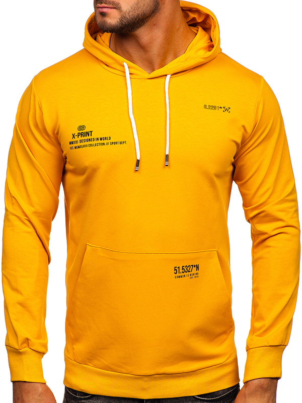 Sweat-shirt imprimé à capuche pour homme jaune Bolf 8754