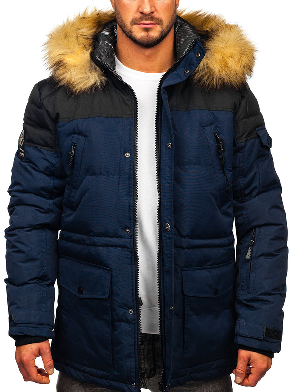 Blouson d'hiver de ski sportif pour homme bleu foncé Bolf 6400