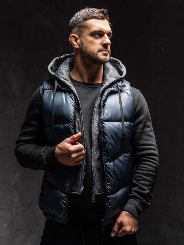 Homme Gilet à capuche Bleu foncé Bolf 2908A1