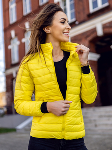 Blouson de transition à col montant matelassé pour femme jaune Bolf 1141A