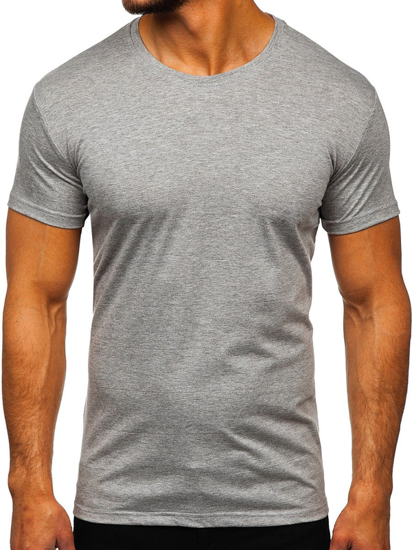 Tee-shirt pour homme sans imprimé gris foncé Bolf 2005