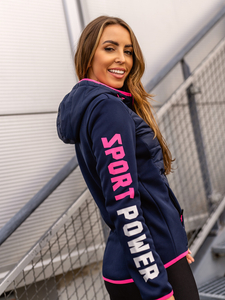 Blouson de transition matelassé à capuche pour femme bleu foncé Bolf KSW4008A