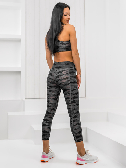 Ensemble de sport deux pièces camo pour femme noir Bolf XL016